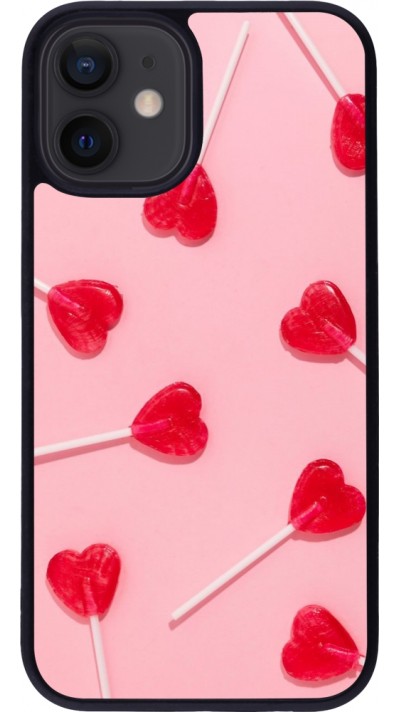 Coque iPhone 12 mini - Silicone rigide noir Saint Valentines Day 26 Lollipop