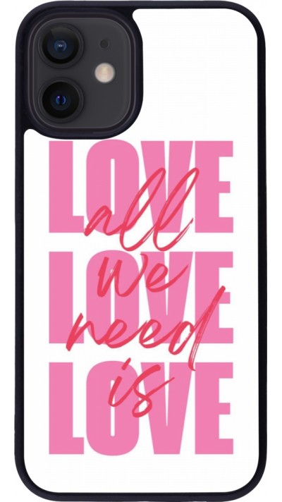 Coque iPhone 12 mini - Silicone rigide noir Saint Valentines Day 26 Love all we need is