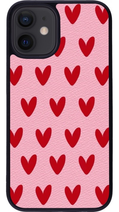 Coque iPhone 12 mini - Silicone rigide noir Saint Valentines Day 26 Pattern heart