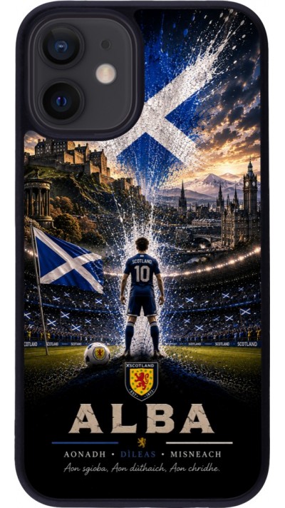 Coque iPhone 12 mini - Silicone rigide noir Football Écosse splash 2026