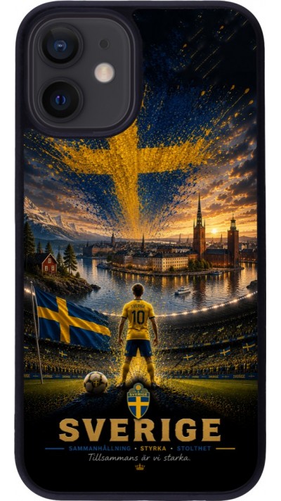 Coque iPhone 12 mini - Silicone rigide noir Football Suède splash 2026