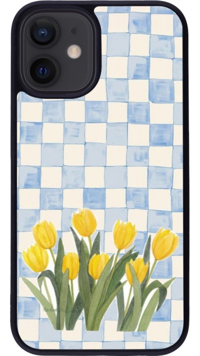iPhone 12 mini Case Hülle - Silikon schwarz Blue vichy tulips Spring 2026