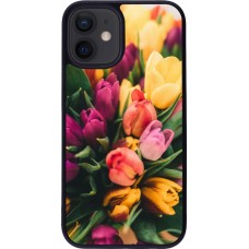 Coque iPhone 12 mini - Silicone rigide noir Bouquet of tulips Spring 2026