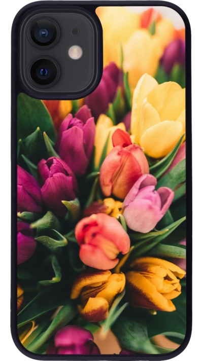 iPhone 12 mini Case Hülle - Silikon schwarz Bouquet of tulips Spring 2026