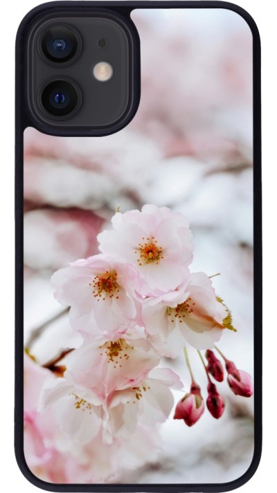 iPhone 12 mini Case Hülle - Silikon schwarz Cherry tree Spring 2026