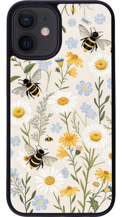 iPhone 12 mini Case Hülle - Silikon schwarz Pattern bees Spring 2026