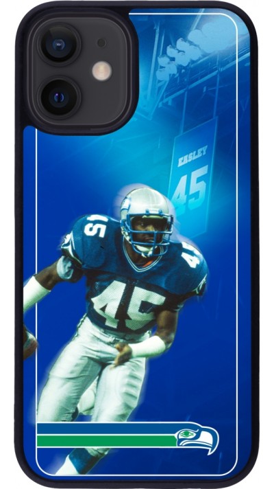 Coque iPhone 12 mini - Silicone rigide noir Super Bowl 26 Seattle 1