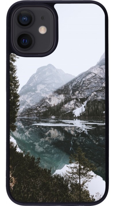 iPhone 12 mini Case Hülle - Silikon schwarz Winter 22 snowy mountain and lake