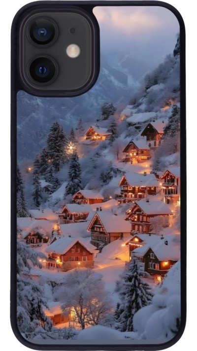 iPhone 12 mini Case Hülle - Silikon schwarz Winter 25 Winter snowy village