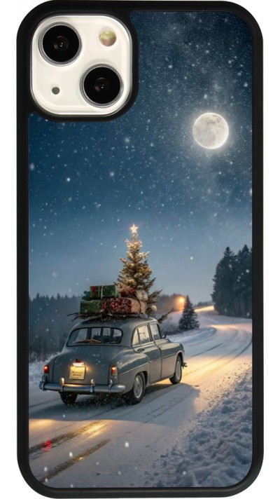 Coque iPhone 13 - Silicone rigide noir Christmas 25 Car with Tree Xmas