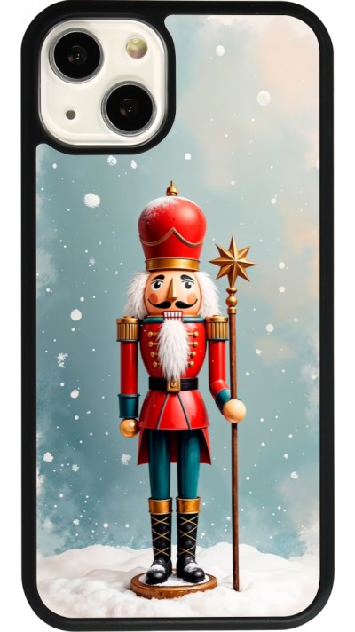 Coque iPhone 13 - Silicone rigide noir Christmas 25 Nutcracker Snow