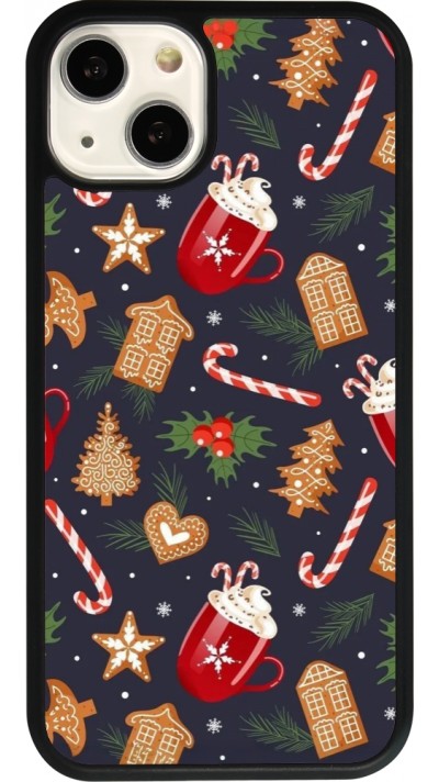 Coque iPhone 13 - Silicone rigide noir Christmas 25 Pattern Gingerbread House
