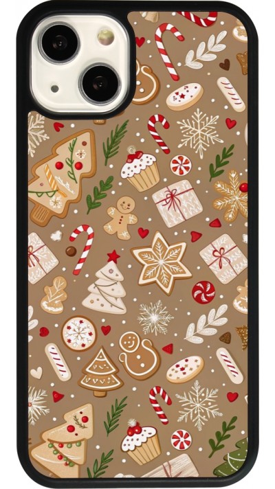 Coque iPhone 13 - Silicone rigide noir Christmas 25 Pattern Ginger Cookie