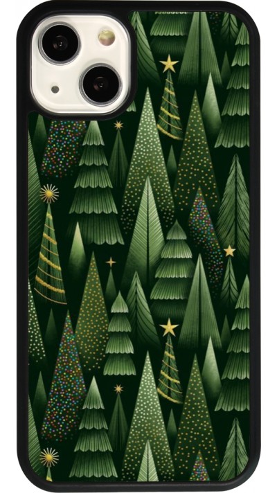 Coque iPhone 13 - Silicone rigide noir Christmas 25 Pattern Xmas Tree
