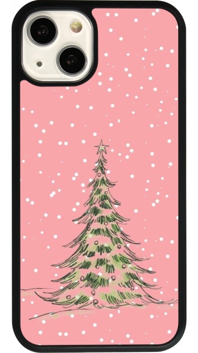 Coque iPhone 13 - Silicone rigide noir Christmas 25 Pink Tree