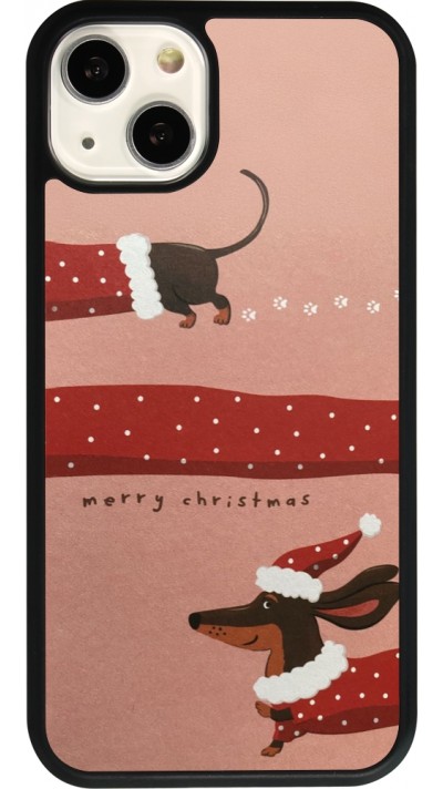 Coque iPhone 13 - Silicone rigide noir Christmas 25 Teckel Merry Xmas