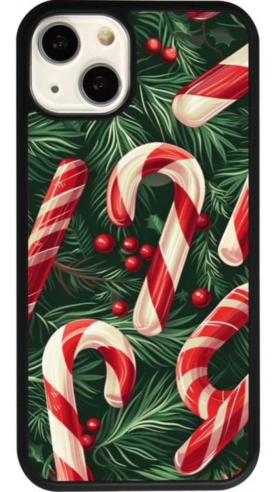 Coque iPhone 13 - Silicone rigide noir Christmas 25 Xmas Stick