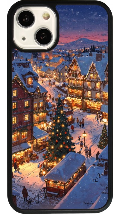 Coque iPhone 13 - Silicone rigide noir Christmas 25 Xmas Village