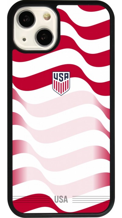 Coque iPhone 13 - Silicone rigide noir Maillot de football États-Unis 2026 personnalisable