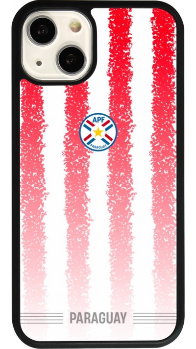 Coque iPhone 13 - Silicone rigide noir Maillot de football Paraguay 2026 personnalisable