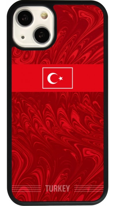 Coque iPhone 13 - Silicone rigide noir Maillot de football Turquie 2026 personnalisable