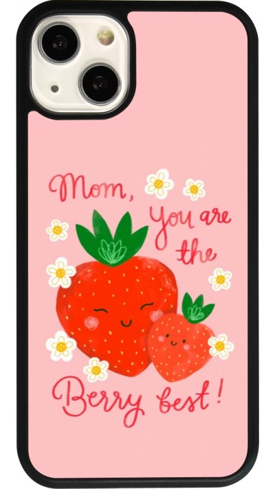 Coque iPhone 13 - Silicone rigide noir Mom 2026 Berry best