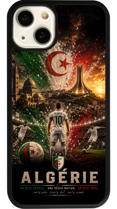 Coque iPhone 13 - Silicone rigide noir Football Algérie splash 2026