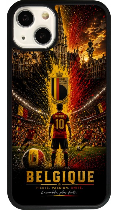 Coque iPhone 13 - Silicone rigide noir Football Belgique splash 2026