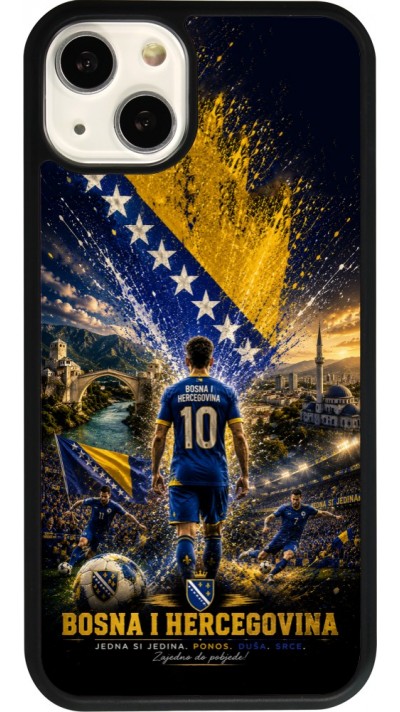 Coque iPhone 13 - Silicone rigide noir Football Bosnie-Herzégovine splash 2026