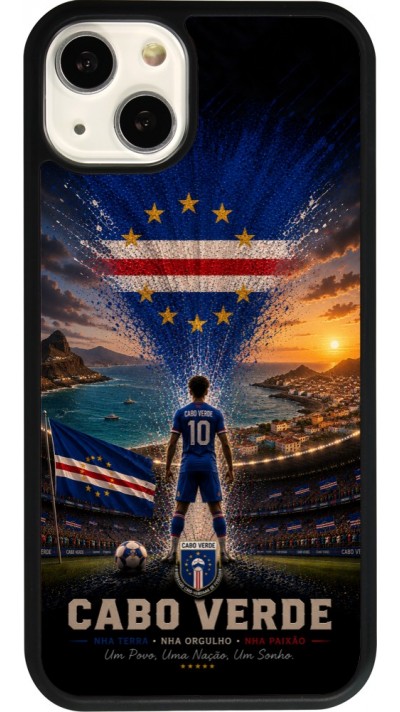 Coque iPhone 13 - Silicone rigide noir Football Cap-Vert splash 2026