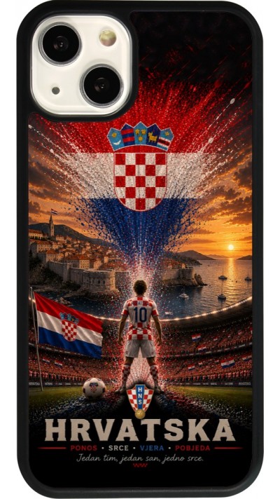 Coque iPhone 13 - Silicone rigide noir Football Croatie splash 2026
