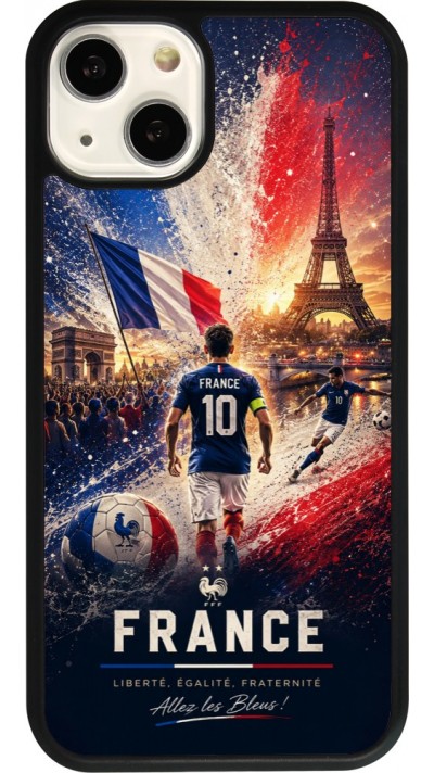 Coque iPhone 13 - Silicone rigide noir Football France splash 2026