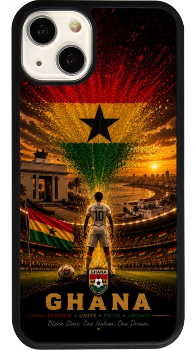 Coque iPhone 13 - Silicone rigide noir Football Ghana splash 2026