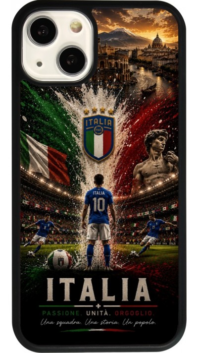 Coque iPhone 13 - Silicone rigide noir Football Italie splash 2026