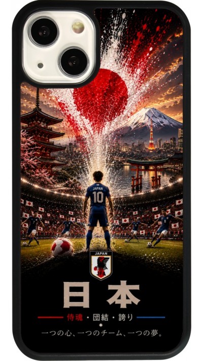 Coque iPhone 13 - Silicone rigide noir Football Japon splash 2026