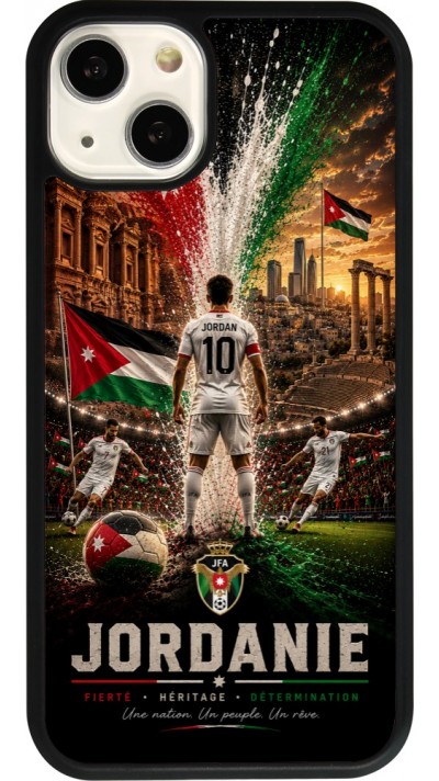 Coque iPhone 13 - Silicone rigide noir Football Jordanie splash 2026