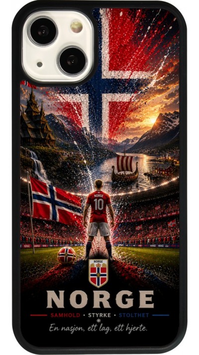 Coque iPhone 13 - Silicone rigide noir Football Norvège splash 2026