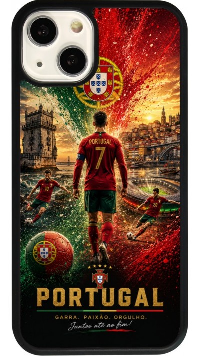 Coque iPhone 13 - Silicone rigide noir Football Portugal splash 2026