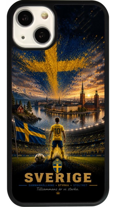 Coque iPhone 13 - Silicone rigide noir Football Suède splash 2026