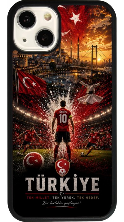 Coque iPhone 13 - Silicone rigide noir Football Turquie splash 2026