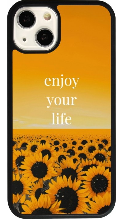 Coque iPhone 13 - Silicone rigide noir Summer 2026 Enjoy your life