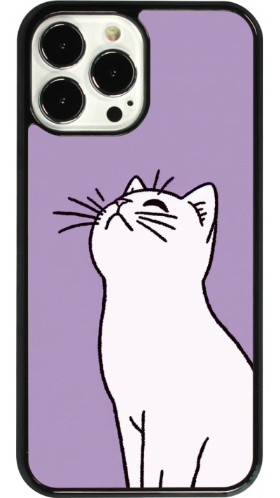 Coque iPhone 13 Pro Max - Chat sur fond violet