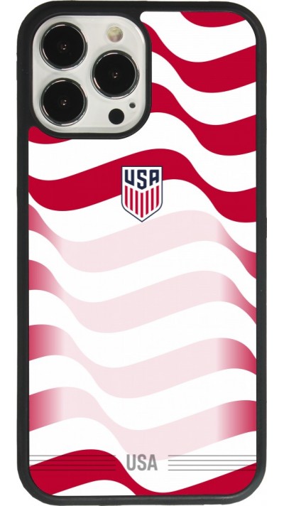 Coque iPhone 13 Pro Max - Silicone rigide noir Maillot de football États-Unis 2026 personnalisable