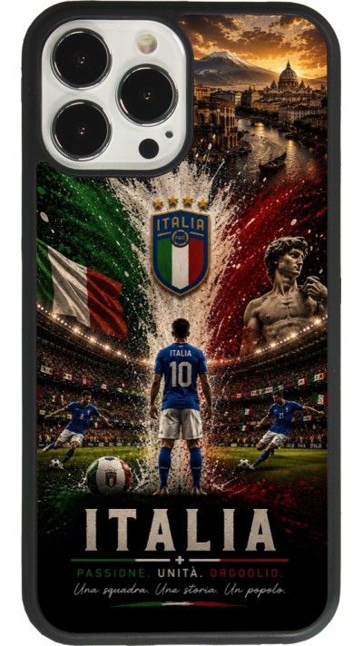 Coque iPhone 13 Pro Max - Silicone rigide noir Football Italie splash 2026