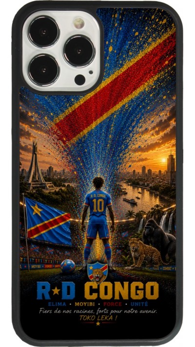Coque iPhone 13 Pro Max - Silicone rigide noir Football République démocratique du Congo splash 2026