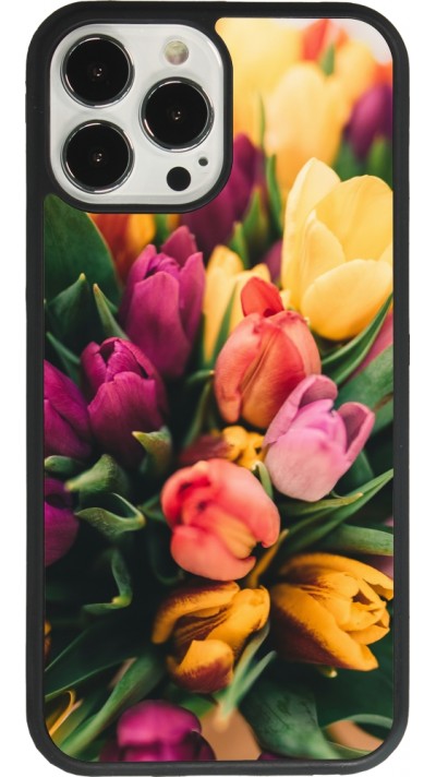 Coque iPhone 13 Pro Max - Silicone rigide noir Bouquet of tulips Spring 2026