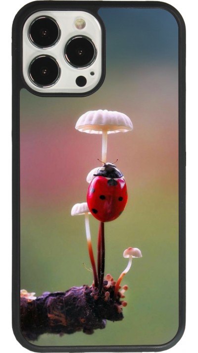 Coque iPhone 13 Pro Max - Silicone rigide noir Ladybird on a mushroom Spring 2026