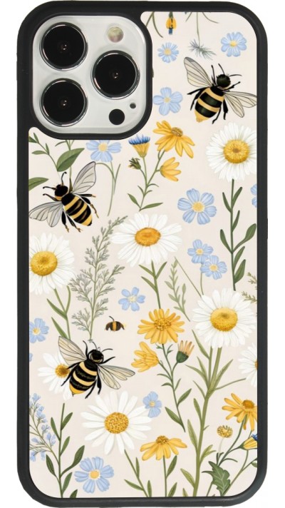 Coque iPhone 13 Pro Max - Silicone rigide noir Pattern bees Spring 2026