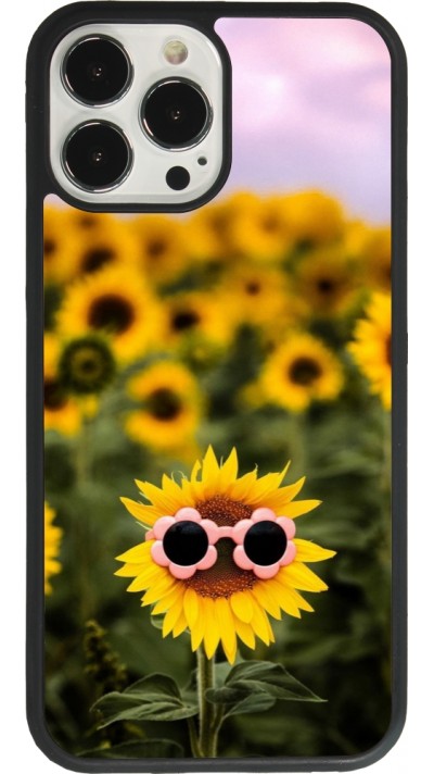 Coque iPhone 13 Pro Max - Silicone rigide noir Sunflower with glasses Spring 2026