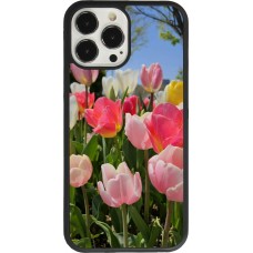 Coque iPhone 13 Pro Max - Silicone rigide noir Tulips Spring 2026
